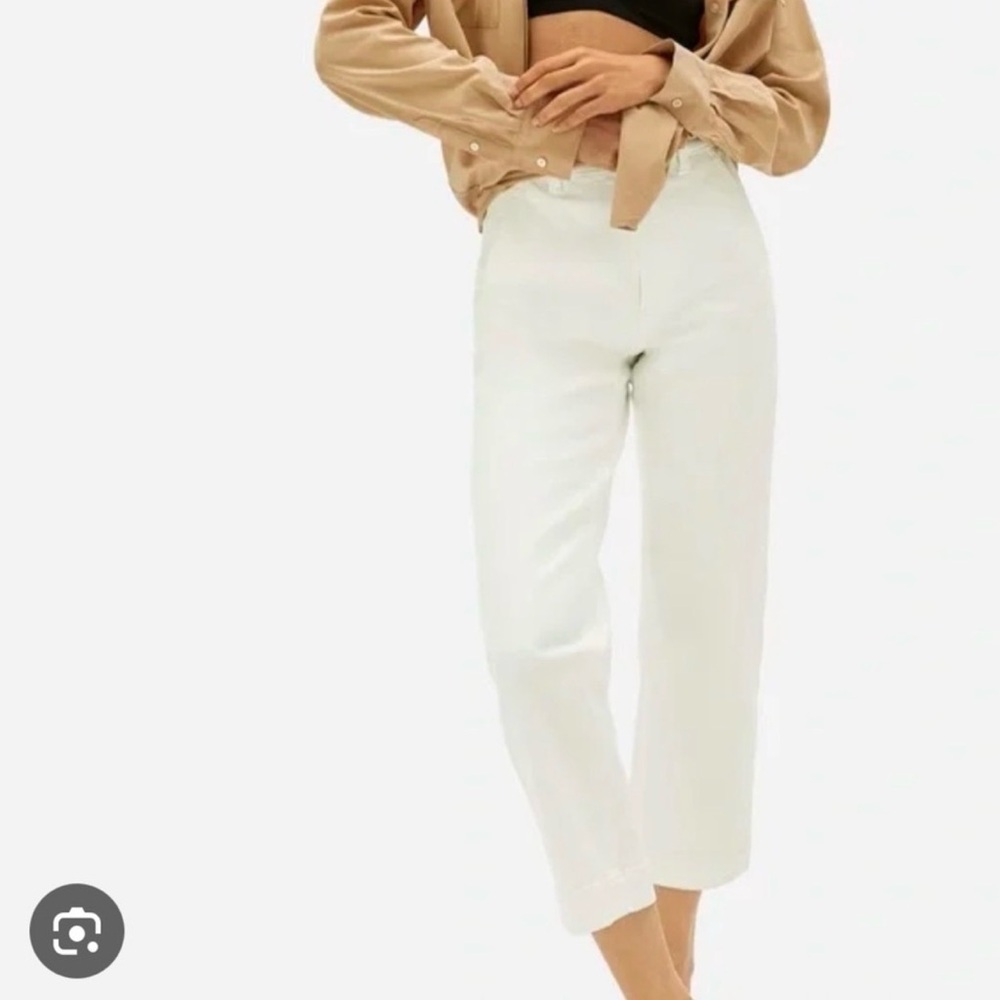 Everlane Cropped Slim Cream Pants Trousers size 0